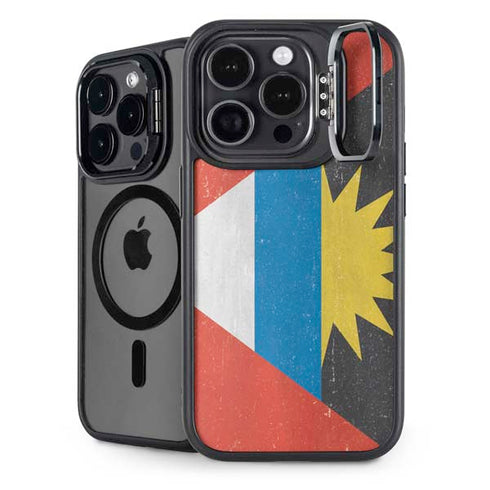 Antigua and Barbuda Flag Distressed iPhone 14 Pro Kickstand Case